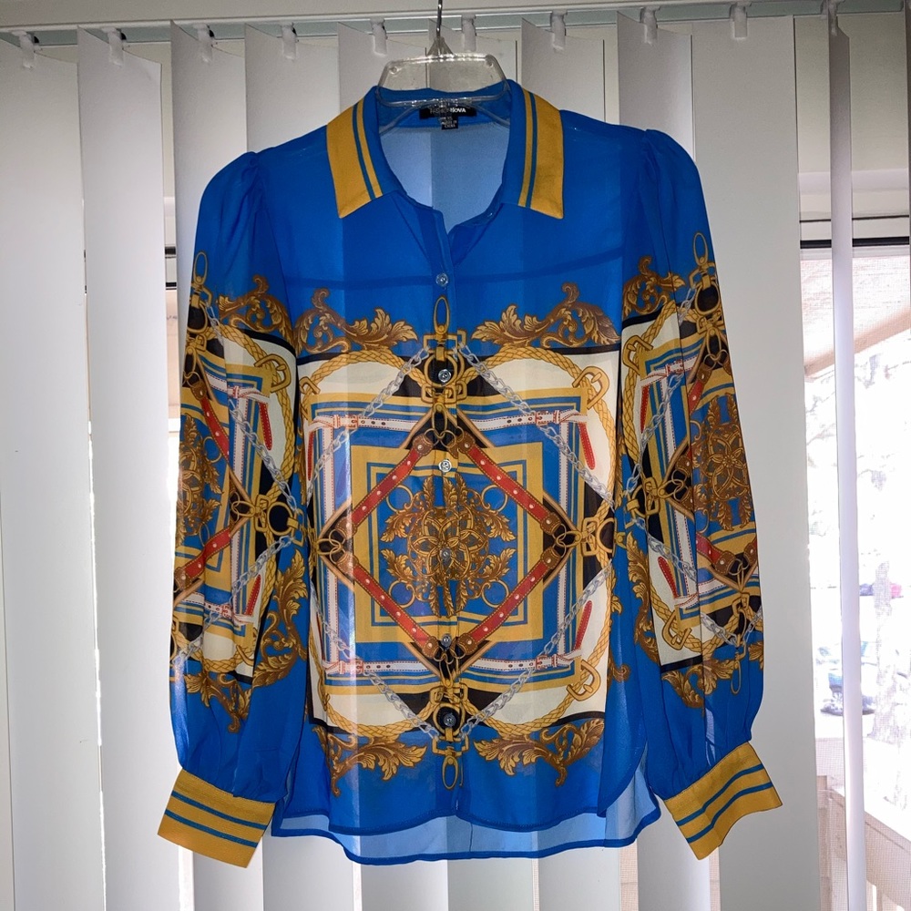Sheer Print Blouse/Size XS